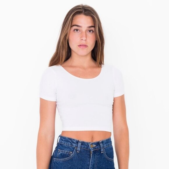 American Apparel White T-shirt Crop Top - Picture 1 of 4